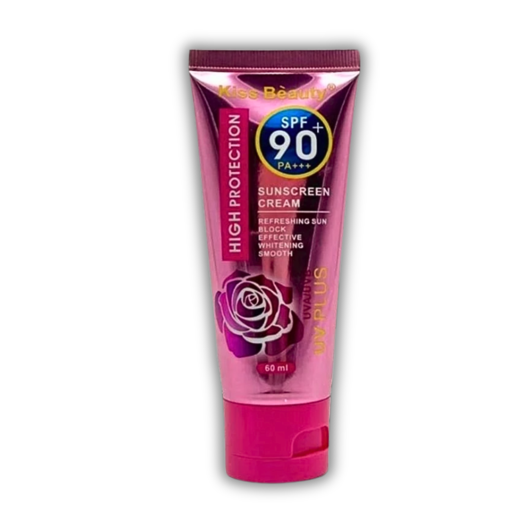 Kiss Beauty, Facial Sunscreen Cream SPF 90+ Pink Rose 60ml Kiss Beauty, Facial Sunscreen Cream SPF 90+ Pink Rose 60ml
